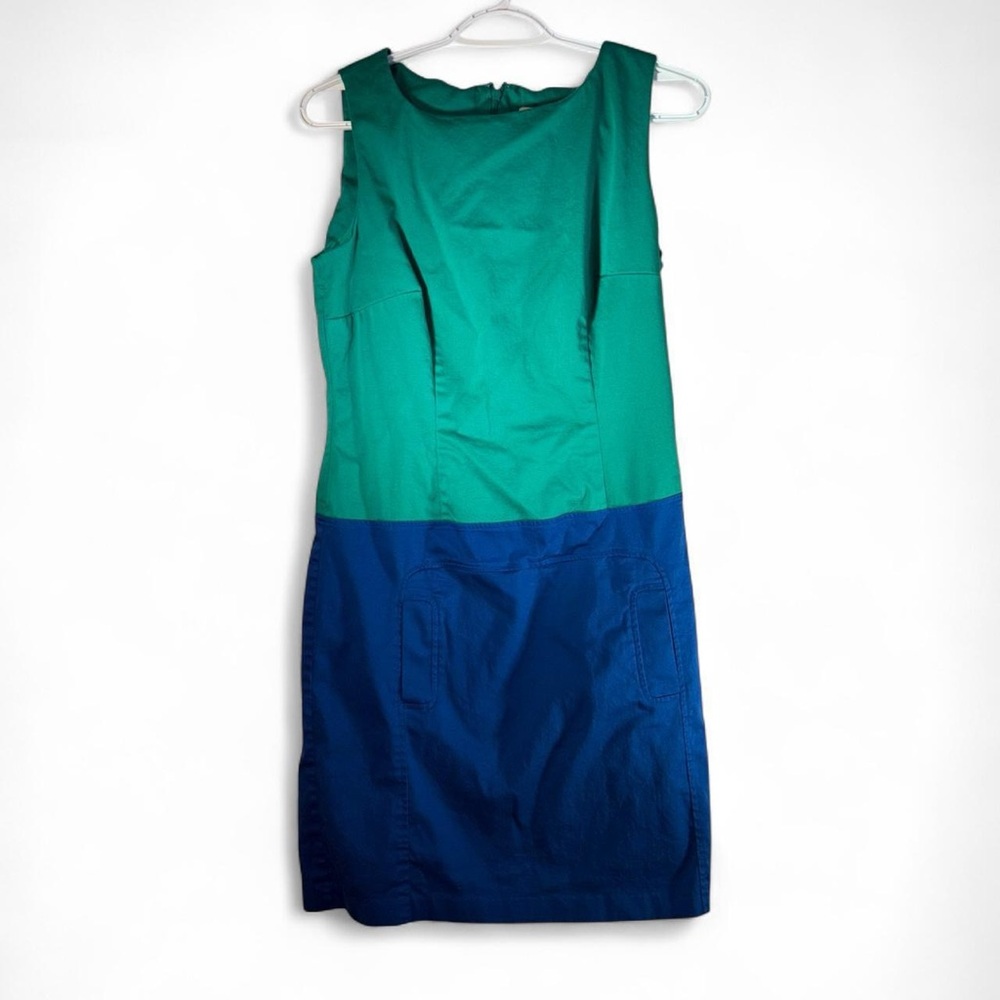 Laundry by Design Teal and Cobalt Colorblock Sleeveless Sheath Dress